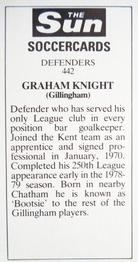 1978-79 The Sun Soccercards #442 Graham Knight Back