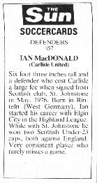 1978-79 The Sun Soccercards #457 Ian MacDonald Back