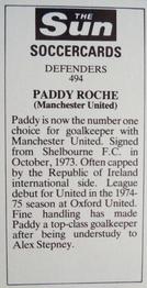 1978-79 The Sun Soccercards #494 Pat Roche Back