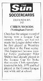 1978-79 The Sun Soccercards #543 Chris Woods Back