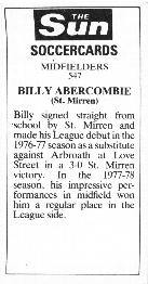 1978-79 The Sun Soccercards #547 Billy Abercromby Back