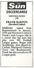 1978-79 The Sun Soccercards #556 Frank Barton Back