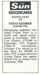1978-79 The Sun Soccercards #639 Steve Kember Back