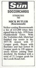 1978-79 The Sun Soccercards #760 Mick Butler Back