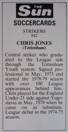 1978-79 The Sun Soccercards #842 Chris Jones Back