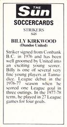 1978-79 The Sun Soccercards #848 Billy Kirkwood Back