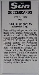 1978-79 The Sun Soccercards #904 Keith Robson Back