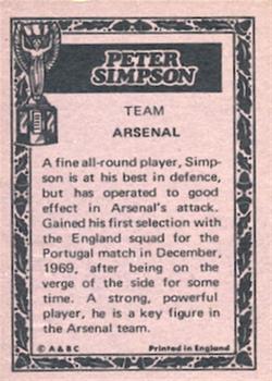 1969-70 A&BC Chewing Gum World Cup Giant Posters - A&BC World Cup Footballers #NNO Peter Simpson Back