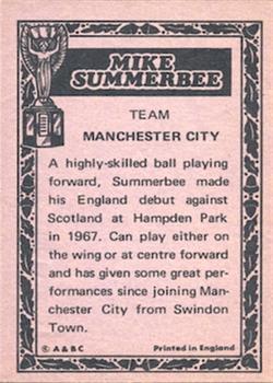 1969-70 A&BC Chewing Gum World Cup Giant Posters - A&BC World Cup Footballers #NNO Mike Summerbee Back