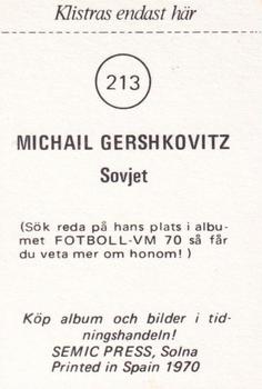 1970 Semic Press Fotboll VM 70 #213 Mikhail Gershkovich Back