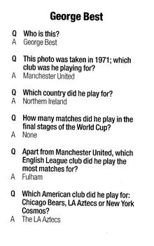 2002 Paul Lamond Games Football Trivia #NNO George Best Back