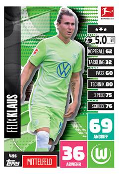2020-21 Topps Match Attax Bundesliga Extra #495 Felix Klaus Front