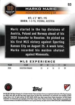 2021 Topps Chrome MLS #93 Marko Maric Back