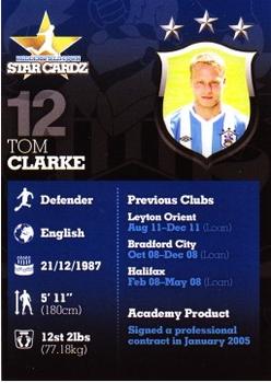 2012-13 Huddersfield Town Star Cardz #12 Tom Clarke Back