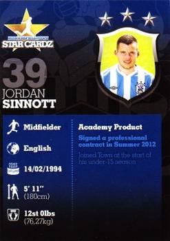 2012-13 Huddersfield Town Star Cardz #39 Jordan Sinnott Back