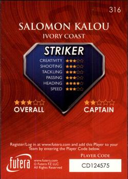 2009-10 Futera World Football Online Series 1 #316 Salomon Kalou Back