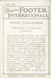 1926 Amalgamated Press Famous Footer Internationals #16 Hughie Gallacher Back