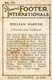 1926 Amalgamated Press Famous Footer Internationals #20 Bill Harper Back