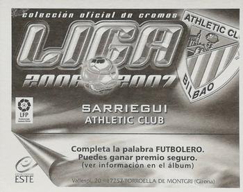 2006-07 Panini Liga Este Stickers #NNO Sarriegui Back