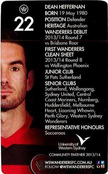 2013 NRMA Insurance Western Sydney Wanderers #22 Dean Heffernan Back