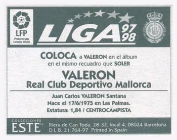 1997-98 Liga 97-98 Colecciones Este #304 Valeron Back