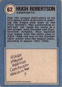 1972-73 A&BC Scottish Footballers (Orange/Blue Back) #62 Hugh Robertson Back
