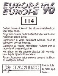 1996 Panini Europa Europe Stickers #114 Andy Goram Back