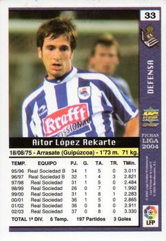 2003-04 Mundicromo Las Fichas de la Liga 2004 #33 Lopez Rekarte Back