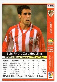 2003-04 Mundicromo Las Fichas de la Liga 2004 #173 Luis Prieto Back