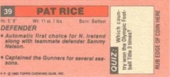 1980-81 Topps Footballer (Pink Back) - Singles #39 Pat Rice Back
