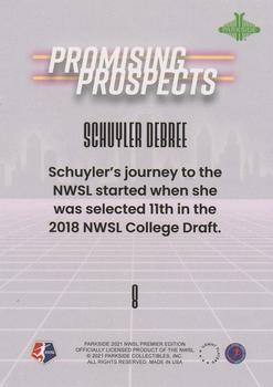 2021 Parkside NWSL Premier Edition - Promising Prospects Purple #8 Schuyler Debree Back
