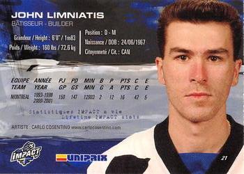 2006 Uniprix Montreal Impact #21 John Limniatis Back