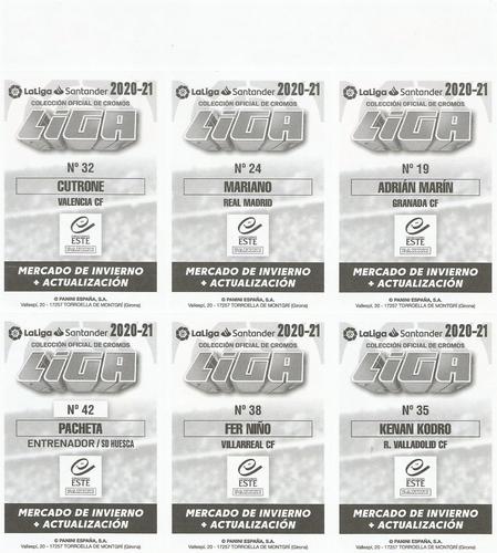 2020-21 Panini LaLiga Santander Este Stickers - Mercado de Invierno Jugon Sheets #7 Adrian Marin / Mariano Diaz / Patrick Cutrone / Kenan Kodro / Fer Nino / Pacheta Back