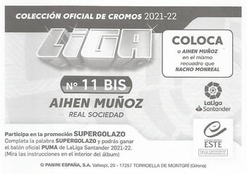 2021-22 Panini LaLiga Santander Este Stickers #11 BIS Ahien Muñoz Back