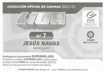 2021-22 Panini LaLiga Santander Este Stickers #7 Jesús Navas Back