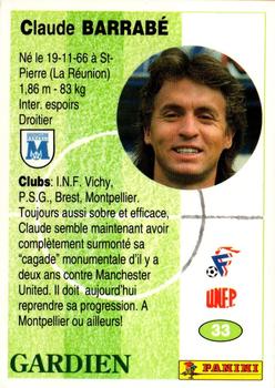 1994 Panini French League #33 Claude Barrabé Back