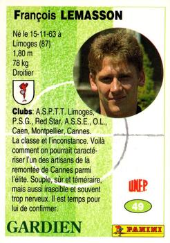 1994 Panini French League #49 François Lemasson Back
