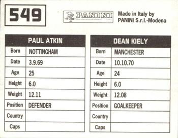 1994-95 Panini Football League 95 #549 Dean Kiely / Paul Atkin Back
