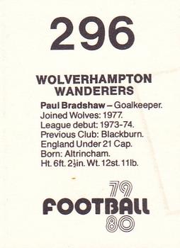 1979-80 Transimage Football Stickers #296 Paul Bradshaw Back