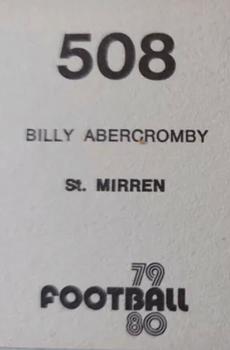 1979-80 Transimage Football Stickers #508 Billy Abercromby Back
