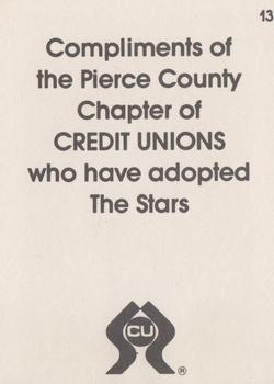 1983-84 Pierce County Credit Unions Tacoma Stars #13 Frank Barton Back