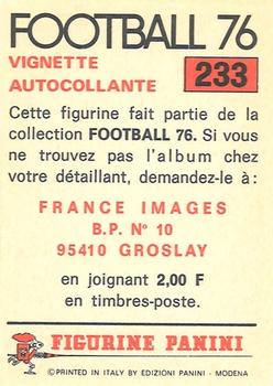 1975-76 Panini Football 76 (France) #233 Humberto Coelho Back