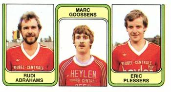 1982-83 Panini Football 83 (Belgium) #424 Rudi Abrahams  / Marc Goossens / Eric Plessers Front
