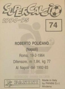 1994-95 Panini Supercalcio Stickers #74 Roberto Policano Back