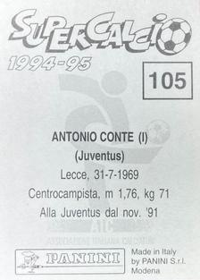 1994-95 Panini Supercalcio Stickers #105 Antonio Conte Back