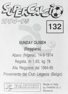 1994-95 Panini Supercalcio Stickers #132 Sunday Oliseh Back