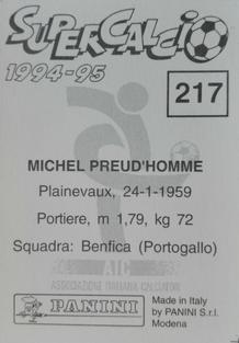 1994-95 Panini Supercalcio Stickers #217 Michel Preud'Homme Back