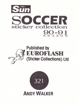 1990-91 The Sun Soccer Stickers #321 Andy Walker Back