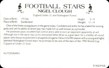 1988 Fax-Pax Football Stars #NNO Nigel Clough Back