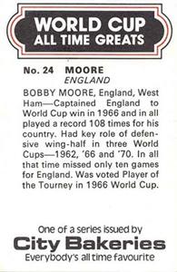 1977 City Bakeries World Cup All Time Greats #24 Bobby Moore Back